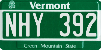 VT license plate NHY392