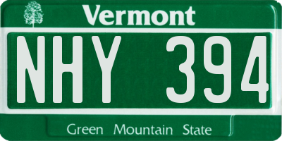 VT license plate NHY394