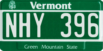 VT license plate NHY396