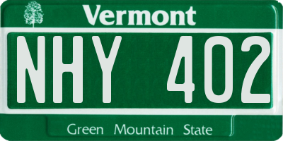 VT license plate NHY402