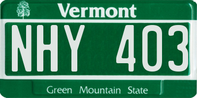 VT license plate NHY403