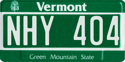 VT license plate NHY404
