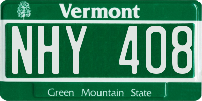 VT license plate NHY408