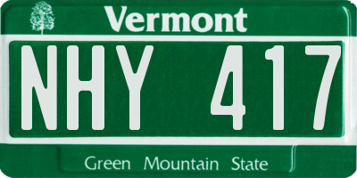 VT license plate NHY417