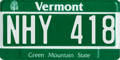 VT license plate NHY418