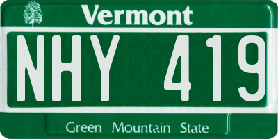 VT license plate NHY419