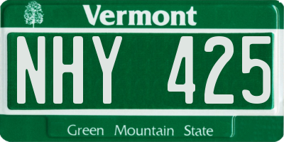 VT license plate NHY425