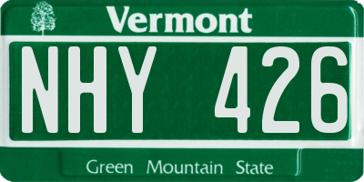 VT license plate NHY426
