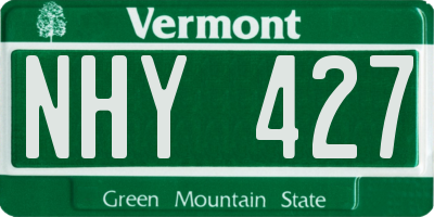 VT license plate NHY427