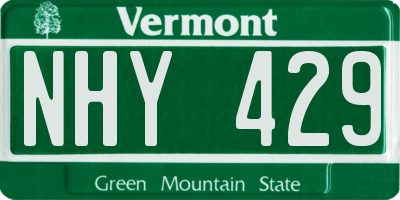 VT license plate NHY429