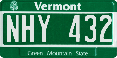 VT license plate NHY432