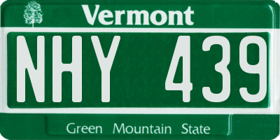 VT license plate NHY439