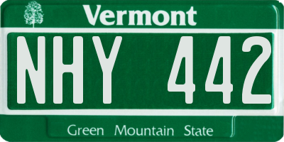 VT license plate NHY442