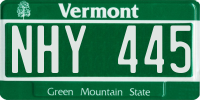 VT license plate NHY445