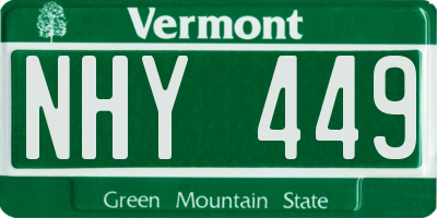 VT license plate NHY449