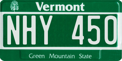 VT license plate NHY450
