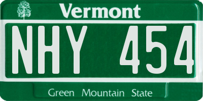 VT license plate NHY454