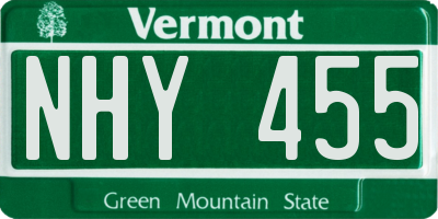 VT license plate NHY455