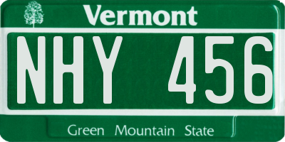 VT license plate NHY456