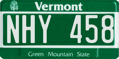 VT license plate NHY458