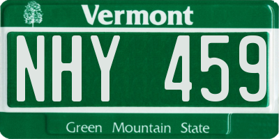 VT license plate NHY459