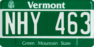 VT license plate NHY463