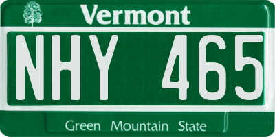 VT license plate NHY465