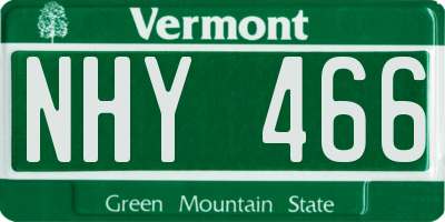 VT license plate NHY466