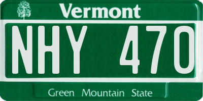 VT license plate NHY470