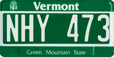 VT license plate NHY473