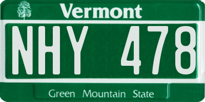 VT license plate NHY478