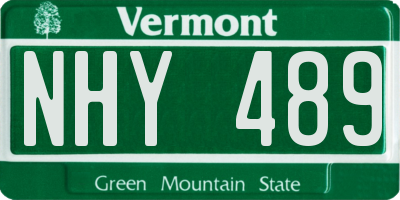 VT license plate NHY489