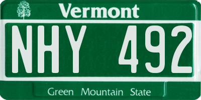 VT license plate NHY492