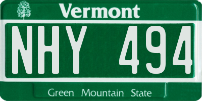 VT license plate NHY494