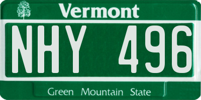 VT license plate NHY496