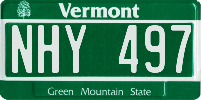 VT license plate NHY497