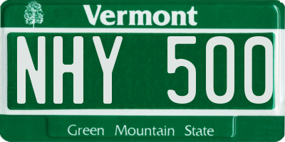 VT license plate NHY500