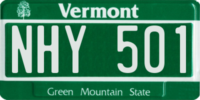 VT license plate NHY501