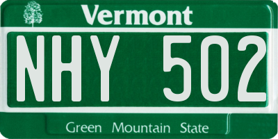 VT license plate NHY502