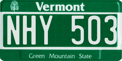 VT license plate NHY503
