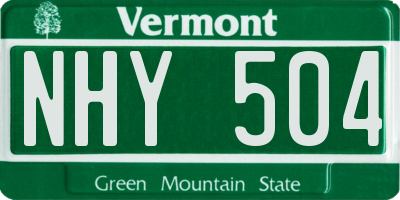 VT license plate NHY504