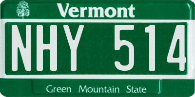VT license plate NHY514