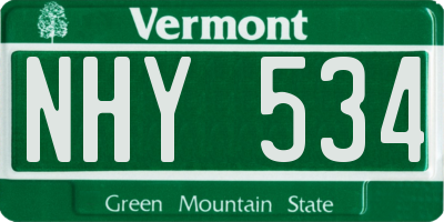 VT license plate NHY534