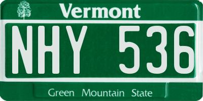 VT license plate NHY536