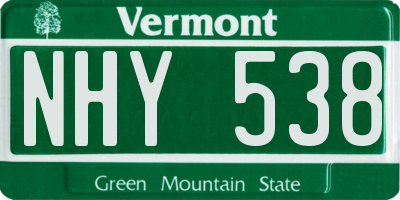 VT license plate NHY538
