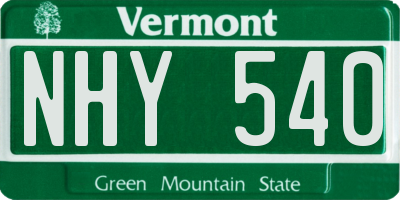 VT license plate NHY540