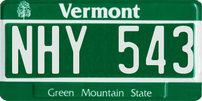 VT license plate NHY543