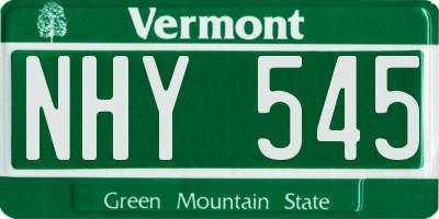 VT license plate NHY545