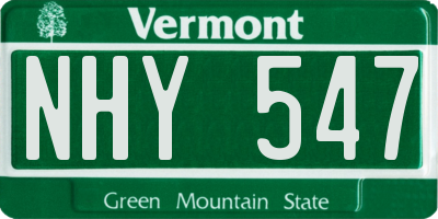 VT license plate NHY547