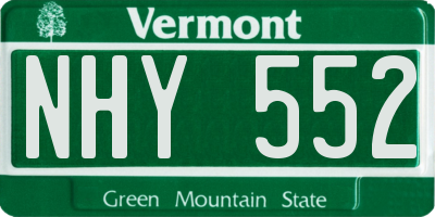 VT license plate NHY552